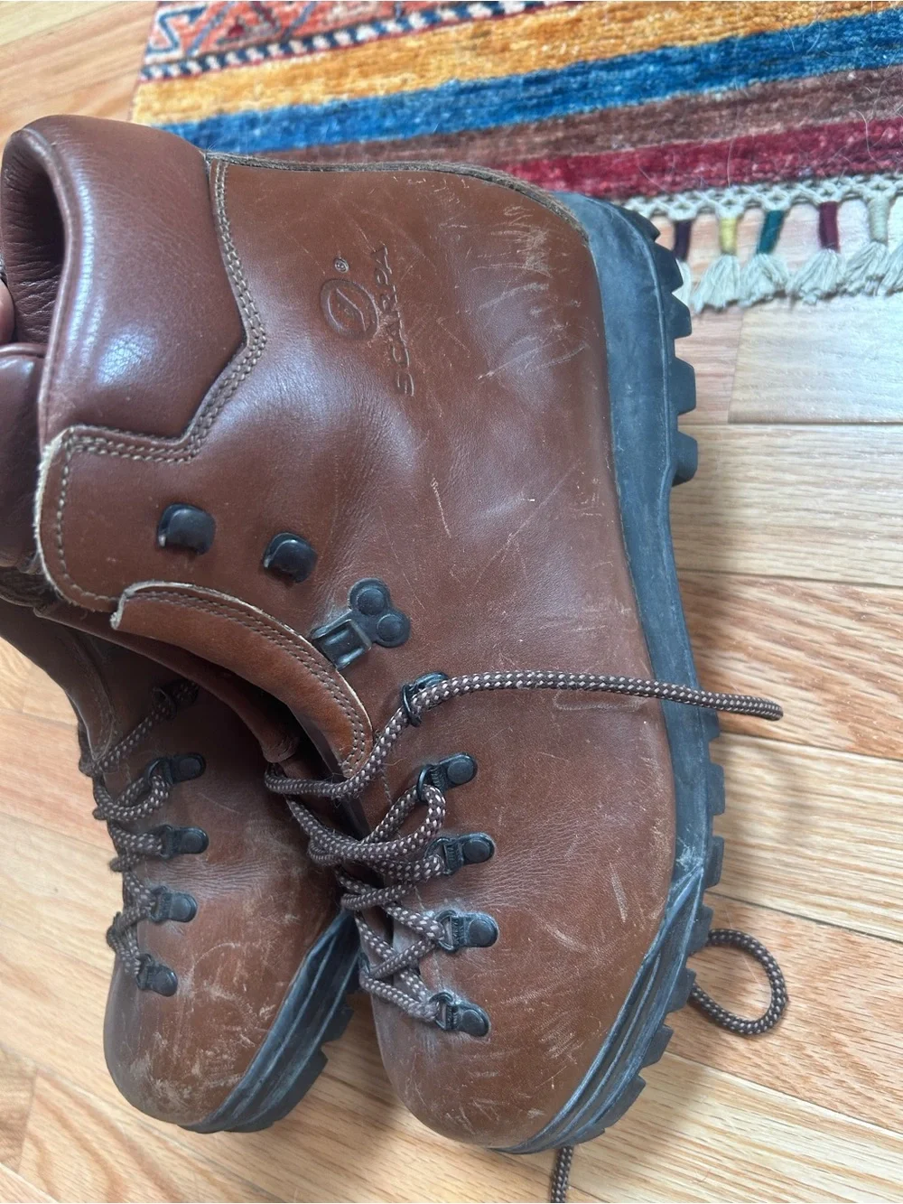 Scarpa Leather Hiking Backpacking Boots Vibram Sole Italy Men’s EU 45.5 Brown